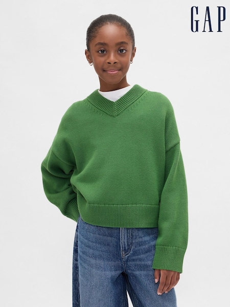 Gap Green Boxy V-Neck Jumper (4-13yrs) (W73654) | €35