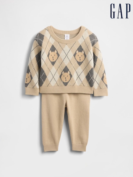 Gap Beige Brannan Bear Sweatshirt Set (Newborn-24mths) (0-24mths) (W73657) | €50