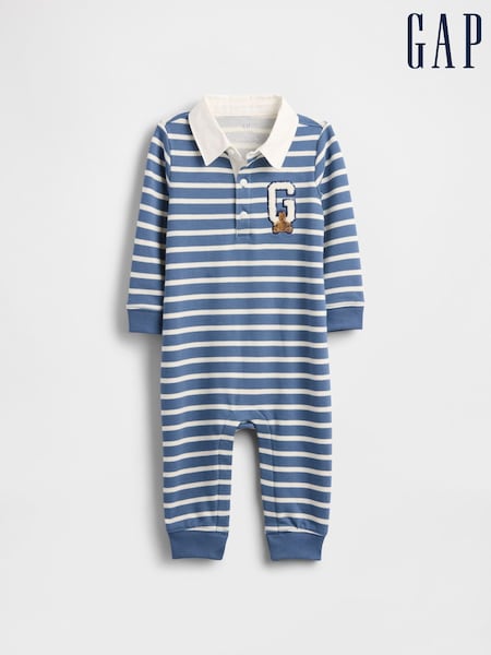 Gap Blue VintageSoft Varsity Bear Logo Sleepsuits One-Piece (Newborn-24mths) (0-24mths) (W73663) | €33