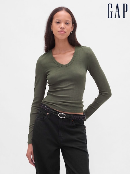 Gap Green Sheer Modern Rib T-Shirt (W73672) | €38