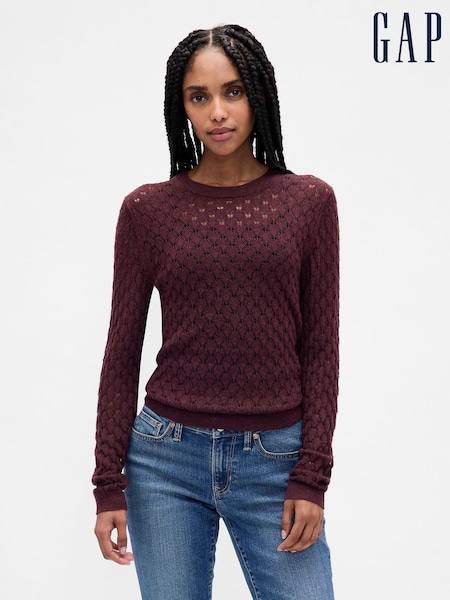 Gap Burgundy Red Pointelle Sweatshirt (W73679) | €53