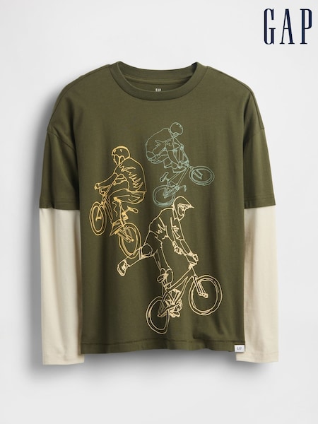 Gap Green Relaxed Graphic T-Shirt (4-13yrs) (4-13yrs) (W73700) | €16