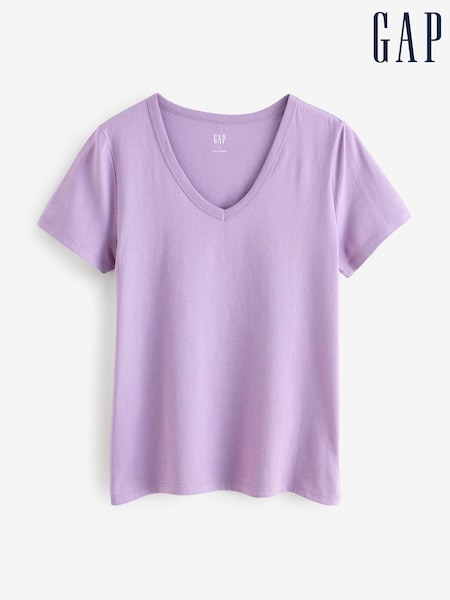 Gap Purple V-Neck Favourite Cotton Short Sleeve T-Shirt (W73708) | €15