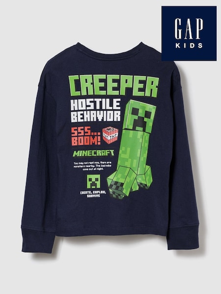 Gap Navy Blue Minecraft Graphic T-Shirt (4-13yrs) (4-13yrs) (W73764) | €33