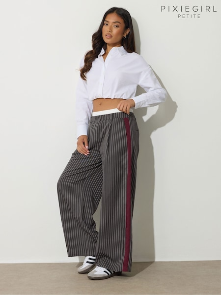 PixieGirl Petite Grey Boxer Pin Sidestripe Trousers (W74127) | €55