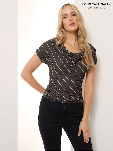 Long Tall Sally Natural Diagonal Stripe Cowl Top (W74128) | €35