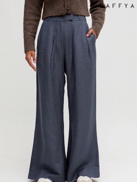 Raffya Blue Helena Wide Leg Trousers (W74235) | R$ 880