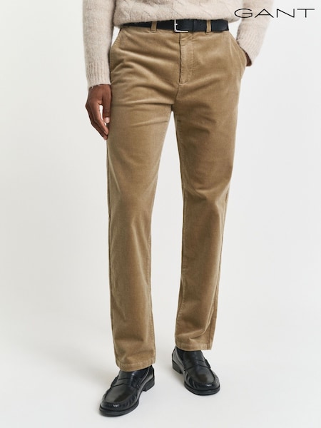 GANT Brown Regular Fit Cord Chino Trousers (W74240) | €191