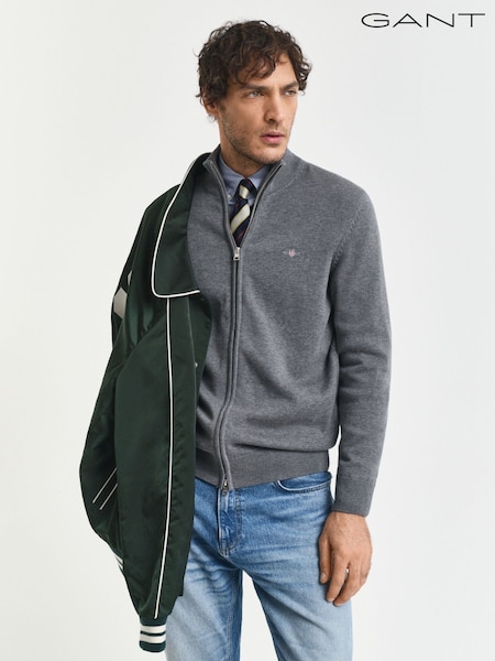 GANT Grey Casual Cotton Zip Through Cardigan (W74272) | €222
