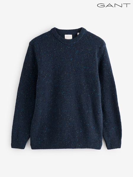 GANT Blue Wool Blend Neppy Crew Neck Knit Jumper (W74313) | €185