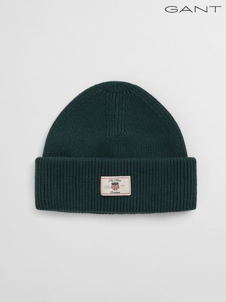 GANT Green Wool Blend Ribbed Beanie Hat (W74319) | €60
