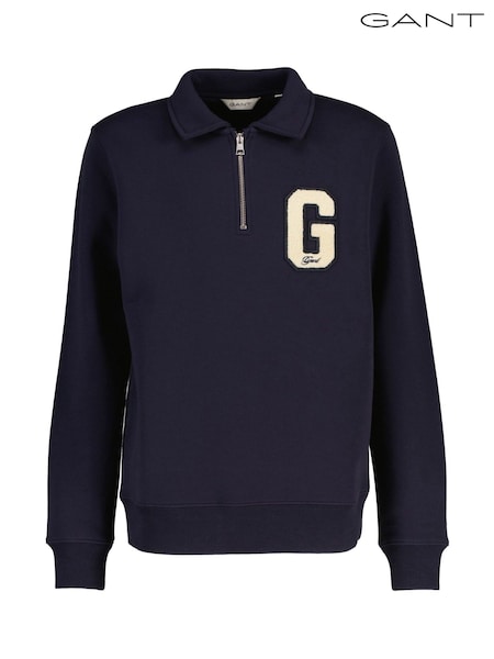 GANT Blue Kids Preppy G Logo Half Zip Sweatshirt (W74395) | R$ 840