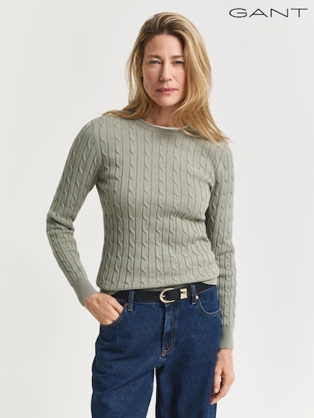 Verde - GANT Stretch Cotton Cable Knit Jumper (W74404) | R$ 1.235