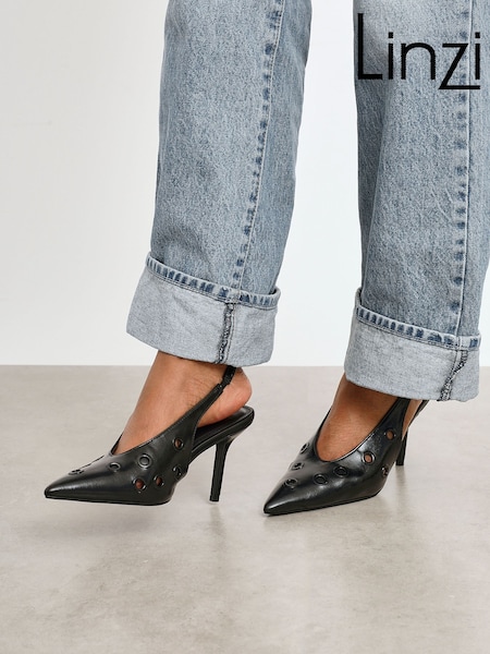 Linzi Black Abel Sligback Courts Heels with Eyelet Detail (W74405) | R$ 395