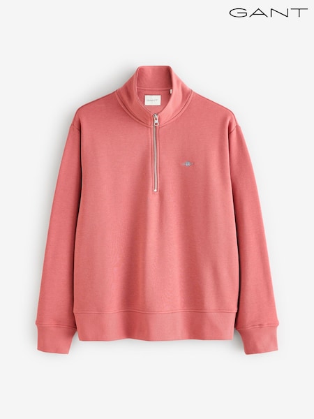 GANT Pink Shield Quarter Zip Jersey Sweatshirt (W74406) | €133