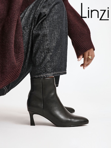 Linzi Black Reserve Round Toe Stiletto Ankle Boots (W74497) | €58