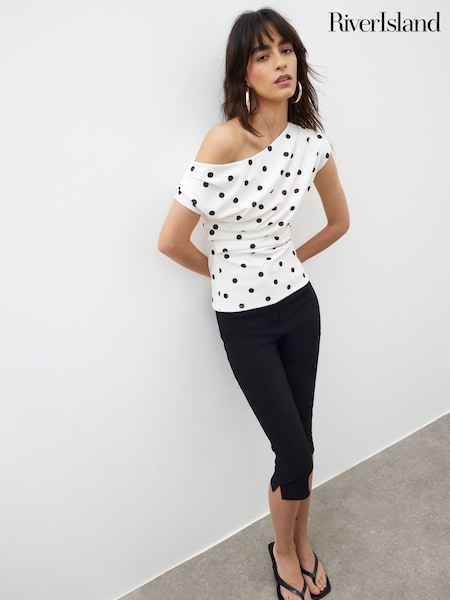 River Island Cream Drape Scuba Top (W74610) | €45