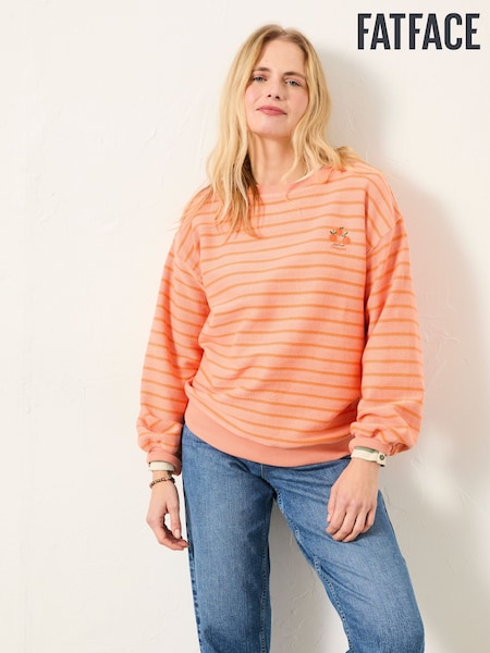 FatFace Alex Bright Orange Textured Stripe Crew Sweat (W74635) | €79