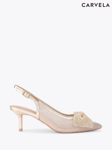 Carvela Gold Chiara Bow Sling Shoes (W74660) | R$ 1.375