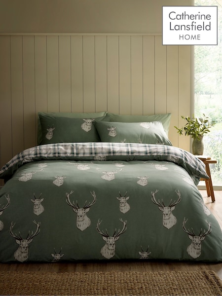 Catherine Lansfield Stag Check Reversible Duvet Cover Set (W74661) | € 22 - € 46