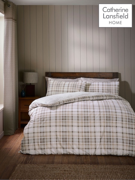 Catherine Lansfield Cosy Sherpa Check Duvet Cover Set (W74715) | ‏99 ر.ق. - ‏183 ر.ق.