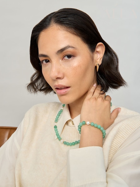 Aela Green Natural Stone Bracelet (W74869) | €19
