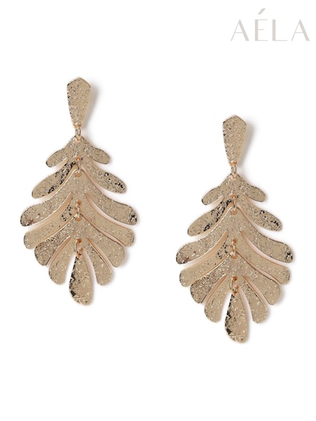 Aela Gold Tone Leaf Drop Earrings (W74873) | €17
