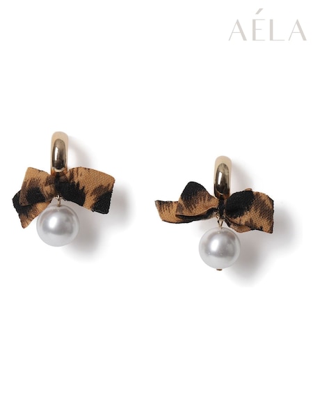 Aela Leopard Print Bow Hoop Earrings (W74890) | € 16