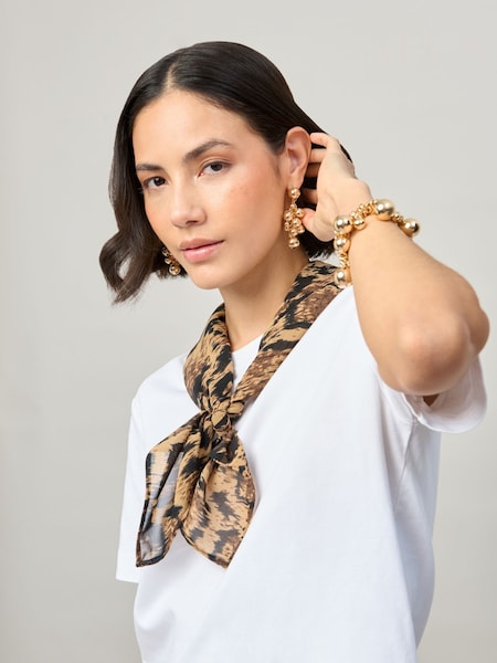 Aela Leopard Print Brown Scarf (W74928) | €22