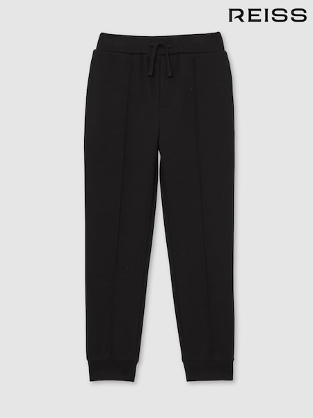 Reiss Black Premier Interlock Drawstring Joggers (W74960) | AED288