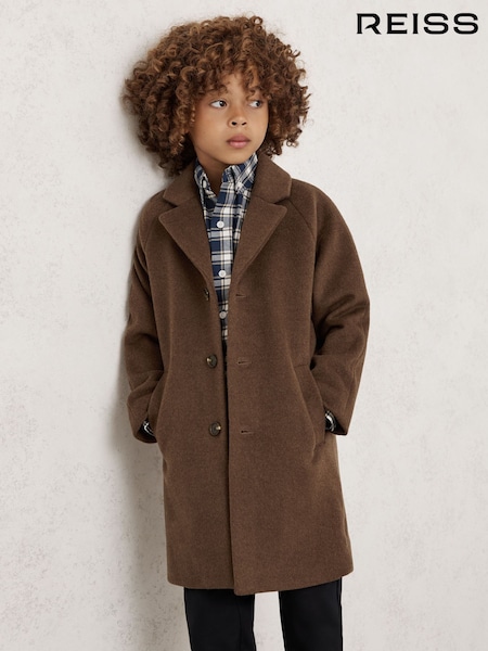 Reiss Light Brown Wallace 3-9 yrs Wool-Blend Raglan-Sleeve Overcoat (W74972) | 720 QAR