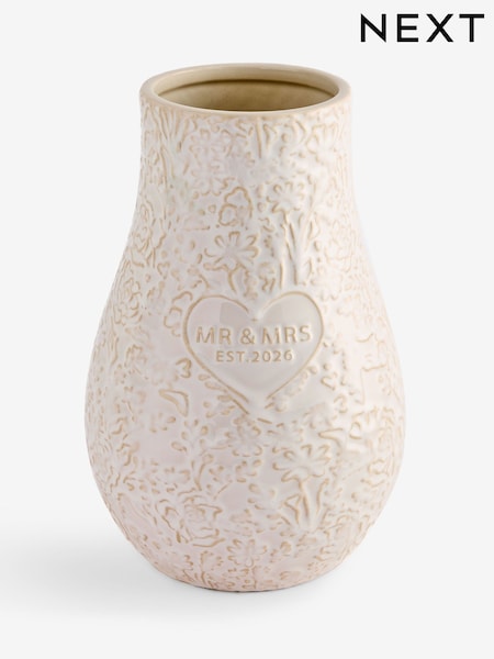 Neutral Est 2026 Mr and Mrs Flower Vase (W74991) | $40