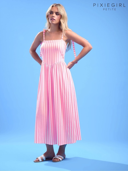 PixieGirl Petite Pink Stripe Tie Shoulder Maxi Dress (W75089) | €50