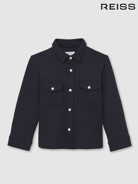 Reiss Navy Alabastor 13-14 yrs Waffle-Textured Twin-Pocket Overshirt (W75097) | AED331