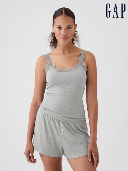 Gap Grey Mini Rib Lace Pyjamas Vest Top (W75196) | €20.50