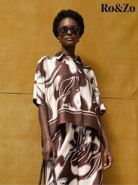 Ro&Zo Swirl Print Collared Placement Blouse (W75361) | R$ 780
