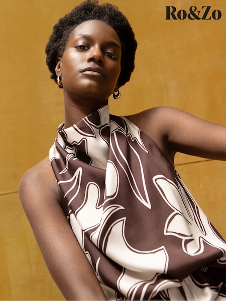 Ro&Zo Swirl Print Drape Top (W75367) | R$ 680