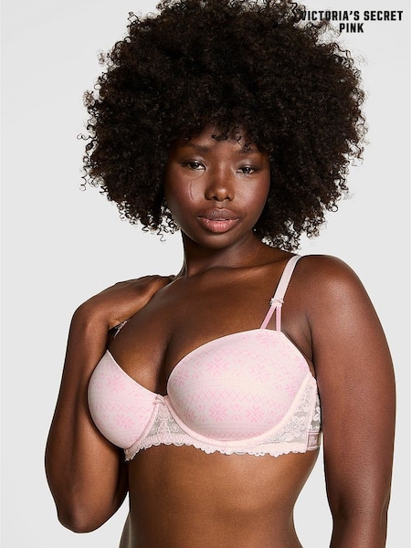 Victoria's Secret PINK Pink Tulip Fairisle Print Push Up Balcony Bra (W75413) | €41