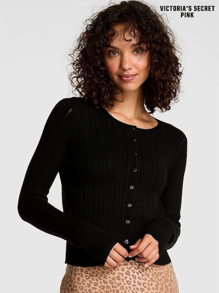 Victoria's Secret PINK Black Ribbed Cardigan (W75434) | €69.50