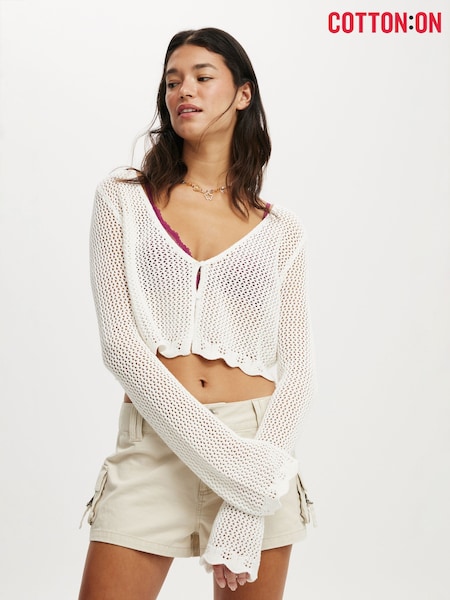 Cotton On Crochet Scallop Cropped Cardigan (W75523) | 35 €