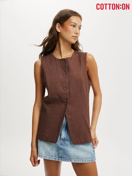 Cotton On Sienna Linen Cotton Waistcoat (W75539) | ‏201‏₪