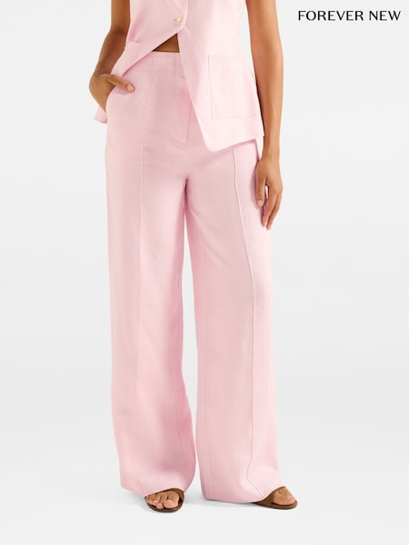 Forever New Pink Pure Linen Cynthia Wide Leg Joggers (W75579) | R$ 690