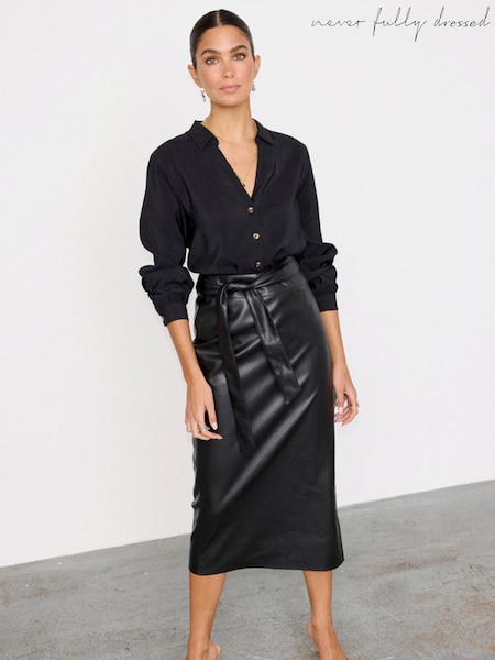 Never Fully Dressed Black Vegan Jaspre Skirt (W75627) | AED577