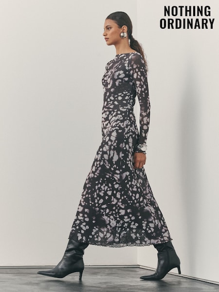 Nothing Ordinary Chocolate Brown Slash Neck Long Sleeve Midi Dress (W75637) | €115.50