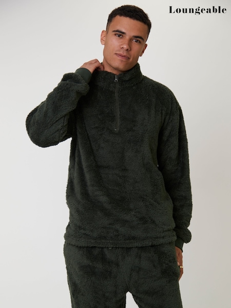 Loungeable Green Sherpa 1/4 Zip Jumper (W75730) | R$ 255