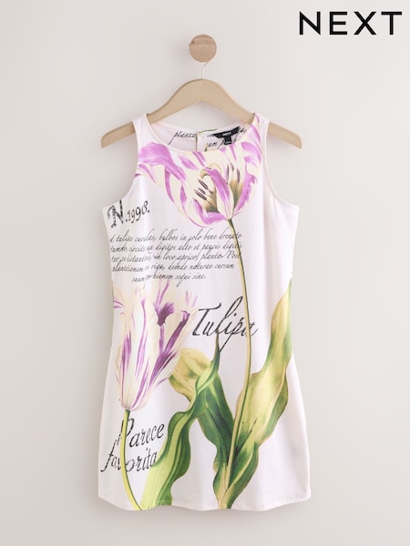 White/Purple Jersey Shift Dress (W75768) | OMR16