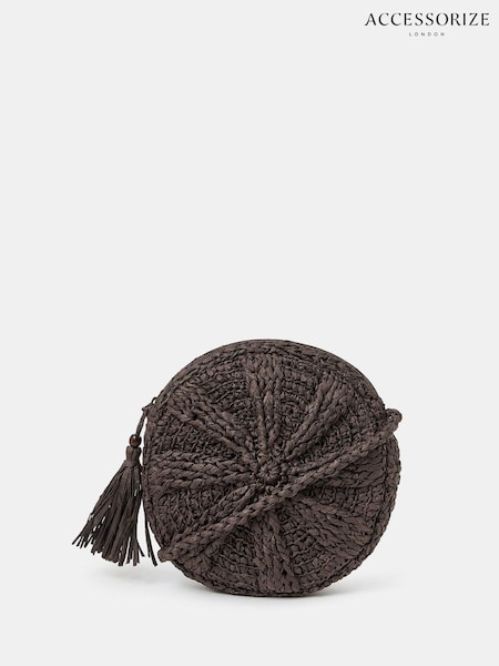 Accessorize Brown Raffia Circle Cross-Body Bag (W76049) | R$ 315