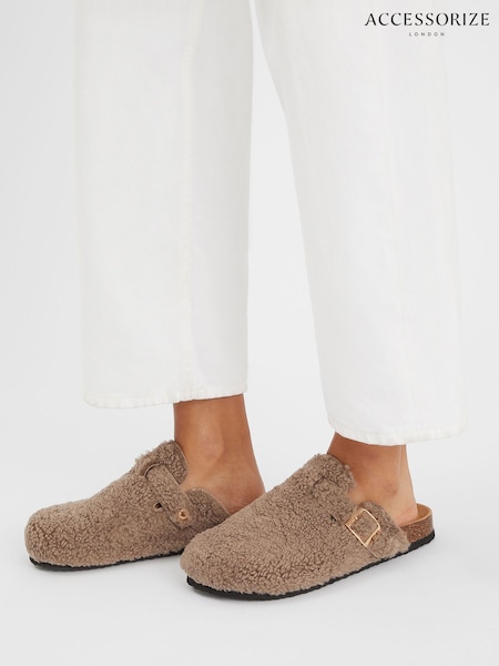 Accessorize Natural Borg Clog Slippers (W76065) | R$ 295