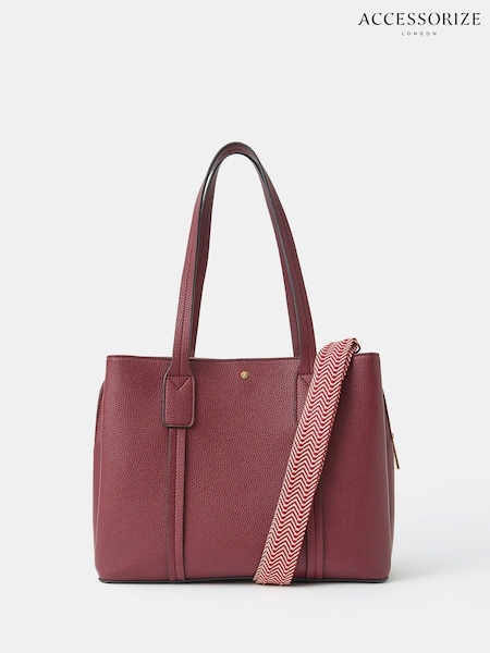 Accessorize Red Webbing Strap Faux Leather Shoulder Bag (W76075) | €50