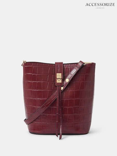Accessorize Red Faux Croc Bucket Bag (W76076) | €42